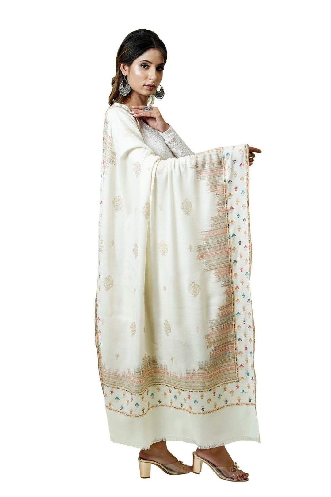 Ikat Pattern Woven Women's Shawl With Zari