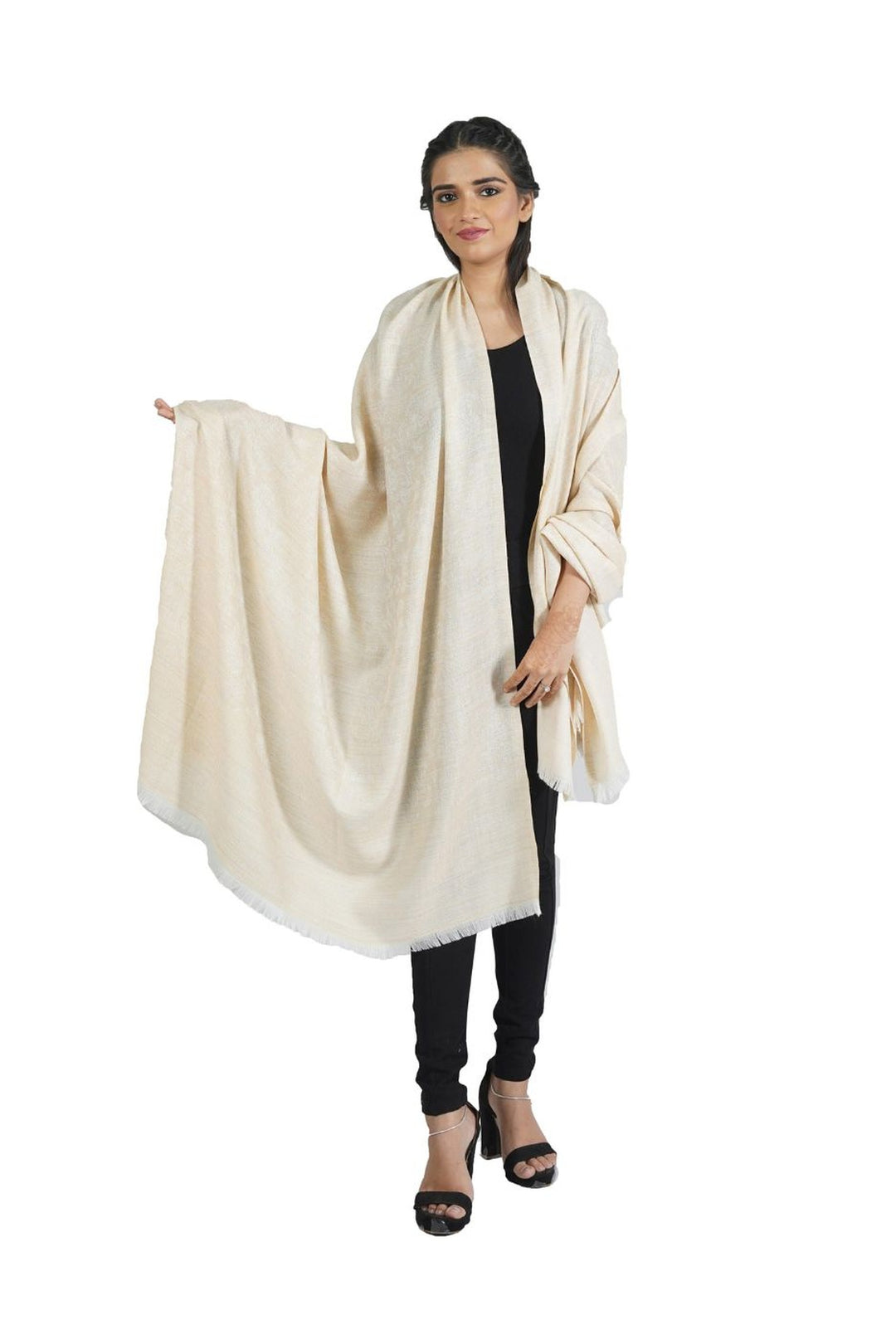 Wool Blended Self Jacquard Women's Shawl
