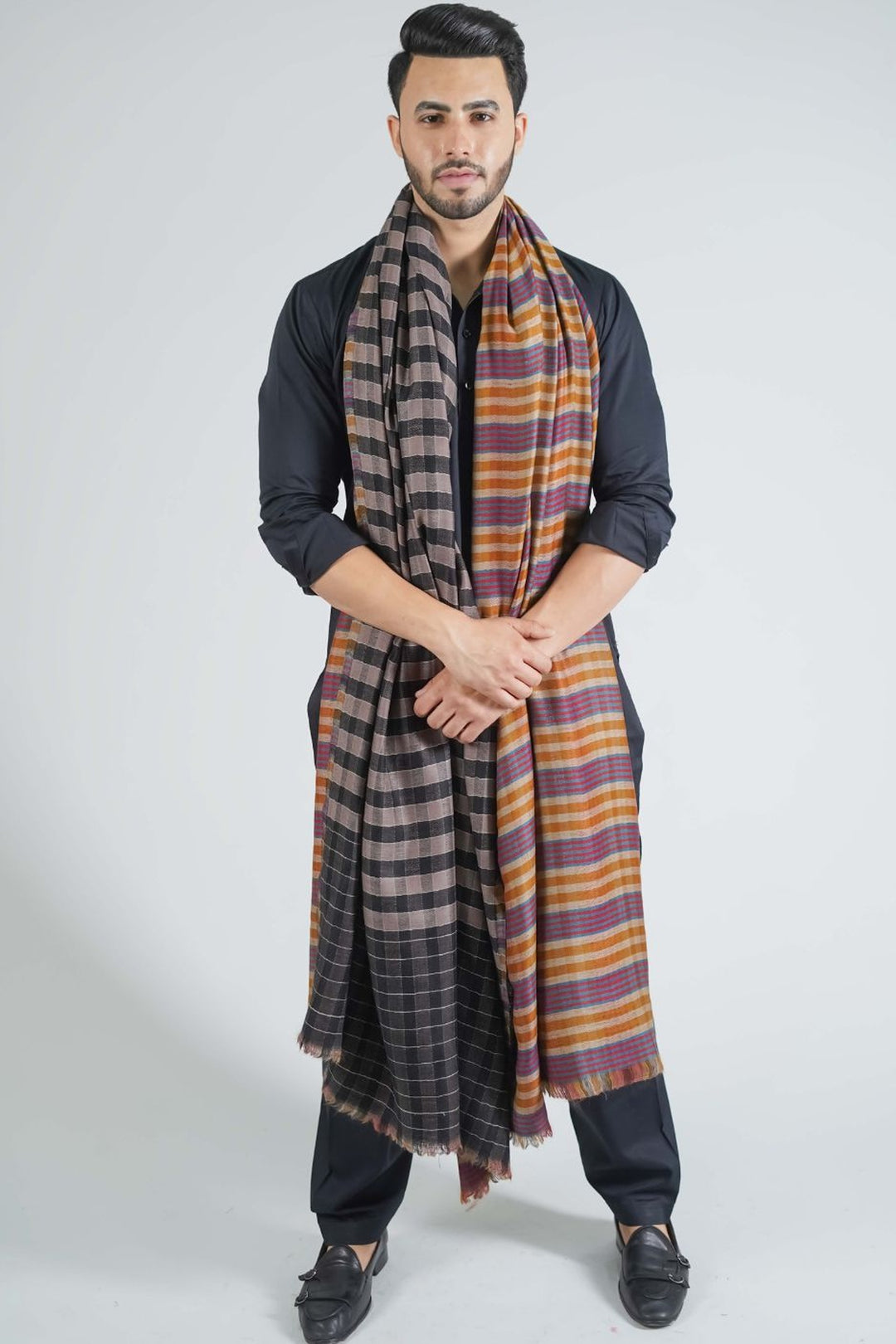 Reversible Gents Shawl In Fine Merino Wool