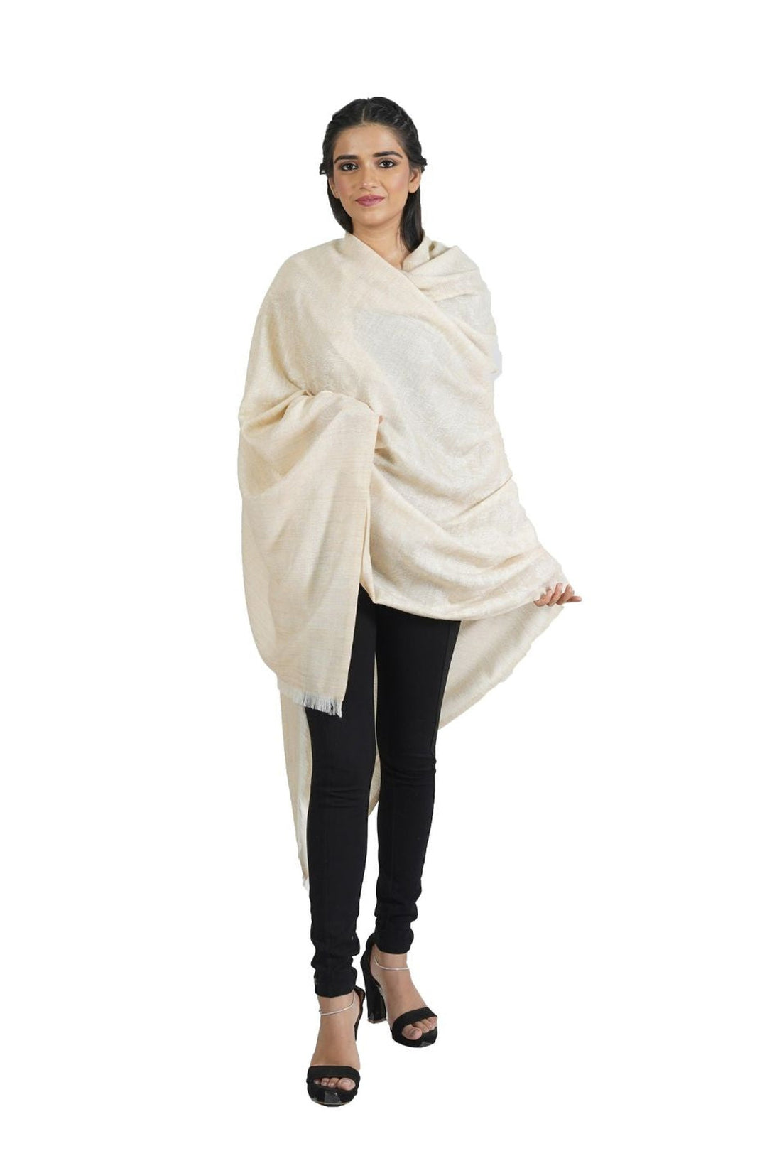 Wool Blended Self Jacquard Women's Shawl