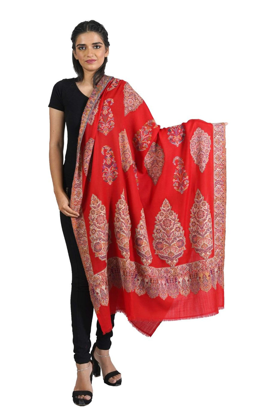 Woven Border & Booti Design Women's Shawl