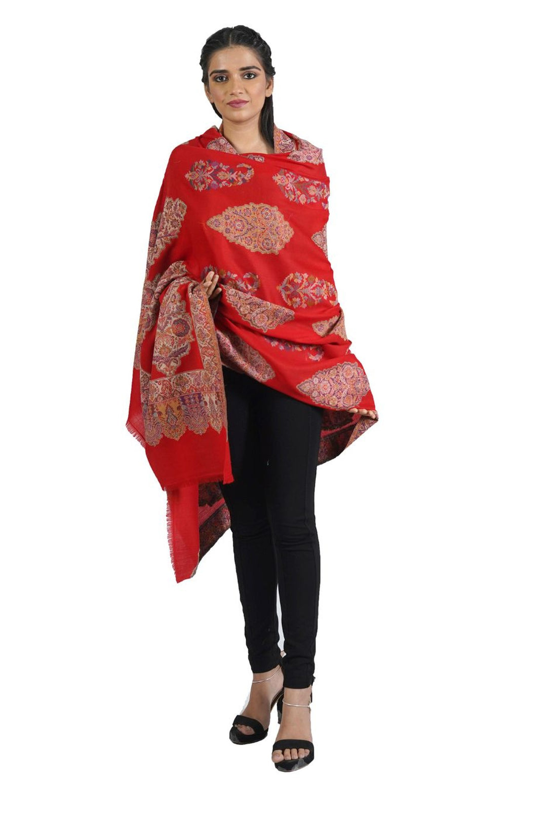 Woven Border & Booti Design Women's Shawl