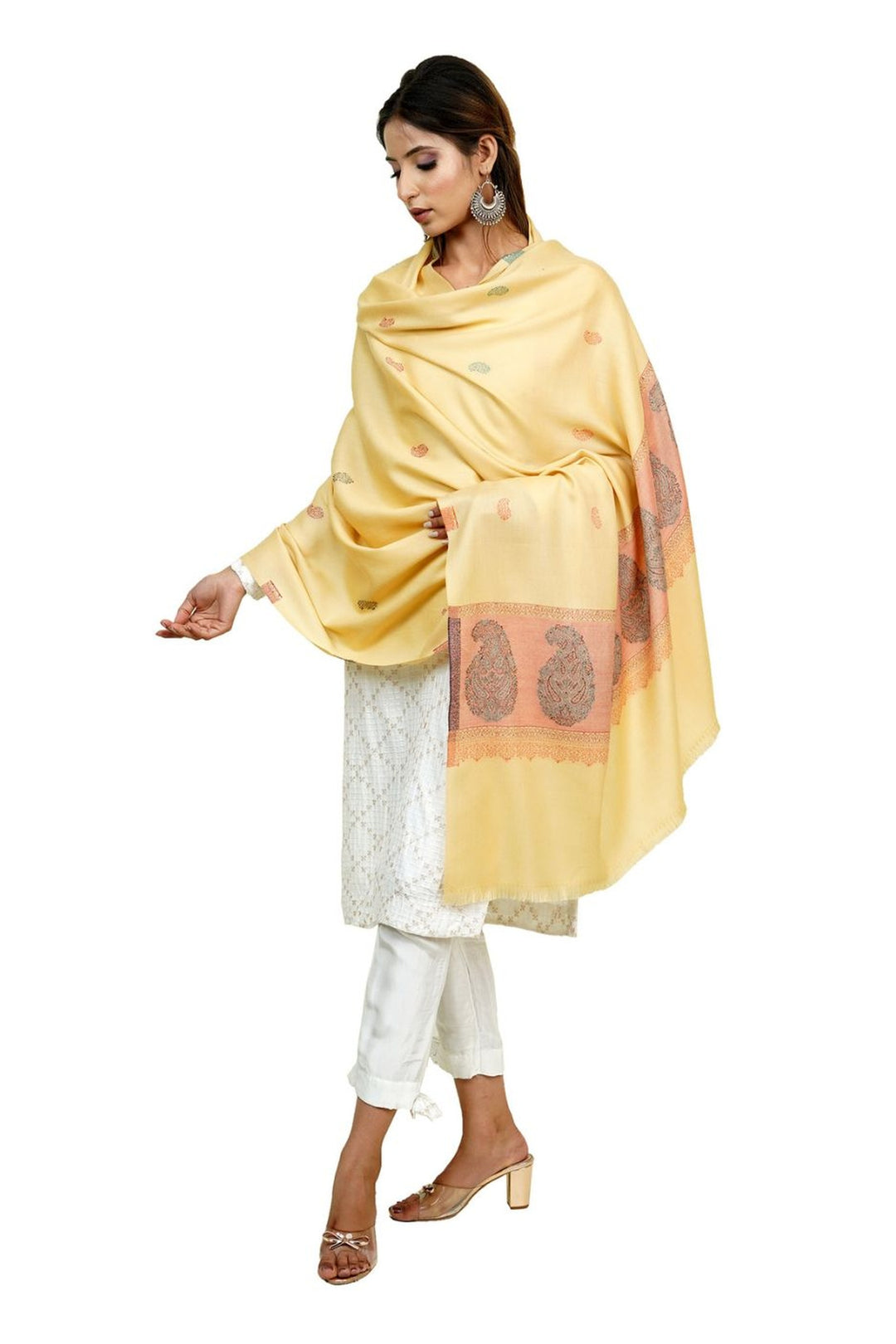 Jacquard Women's Shawl With Fusion Work