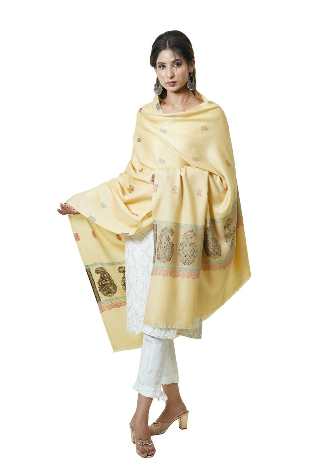 Jacquard Women's Shawl With Fusion Work