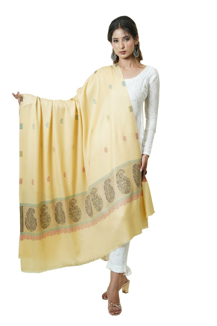 Jacquard Women's Shawl With Fusion Work