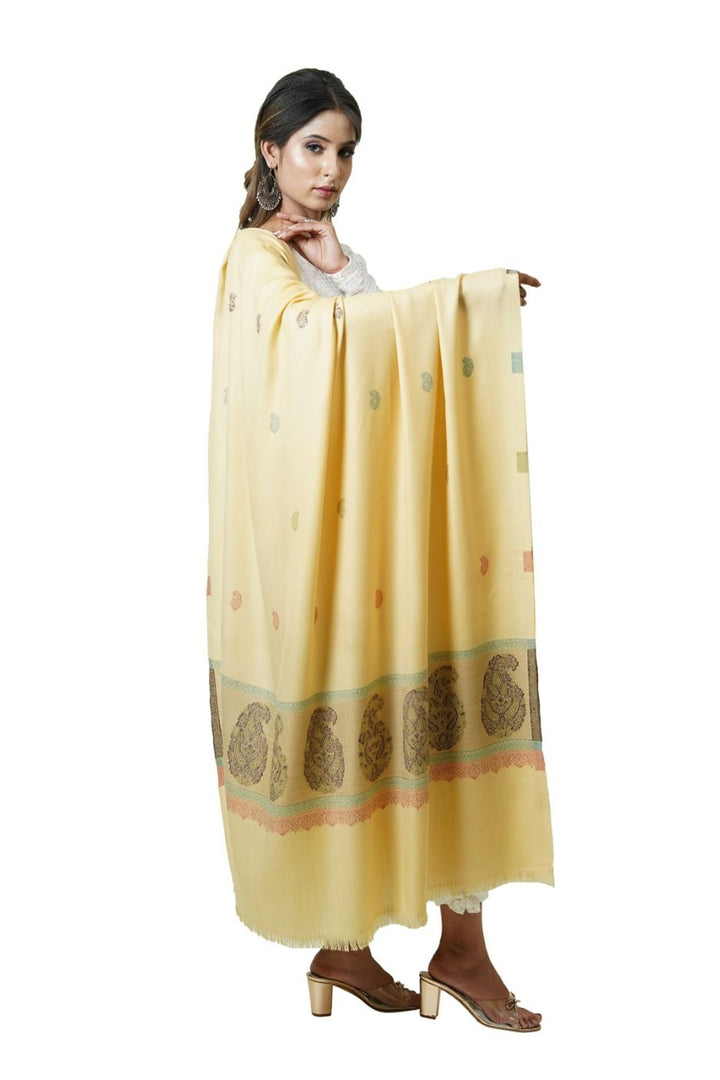 Jacquard Women's Shawl With Fusion Work