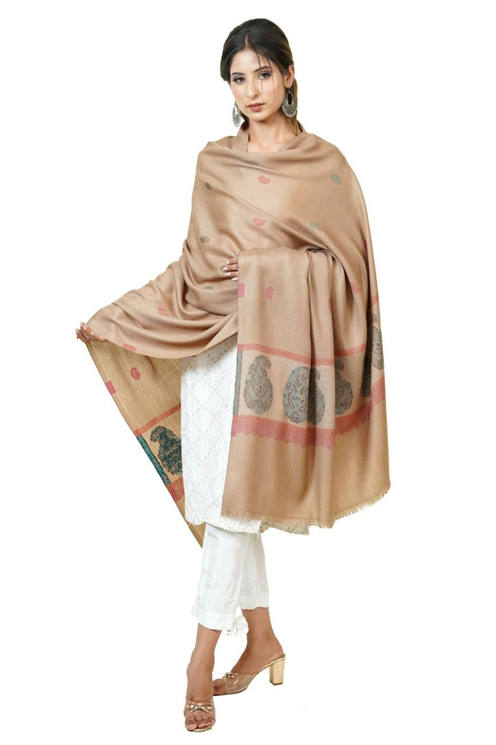 Jacquard Women's Shawl With Fusion Work