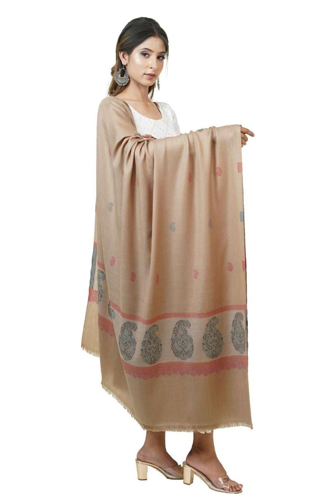 Jacquard Women's Shawl With Fusion Work