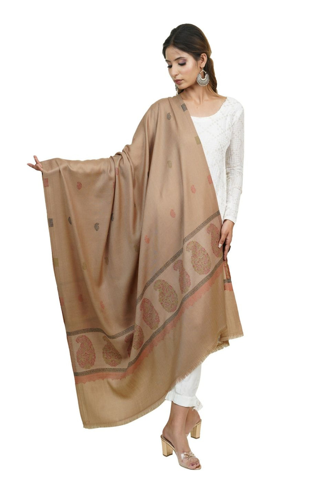 Jacquard Women's Shawl With Fusion Work
