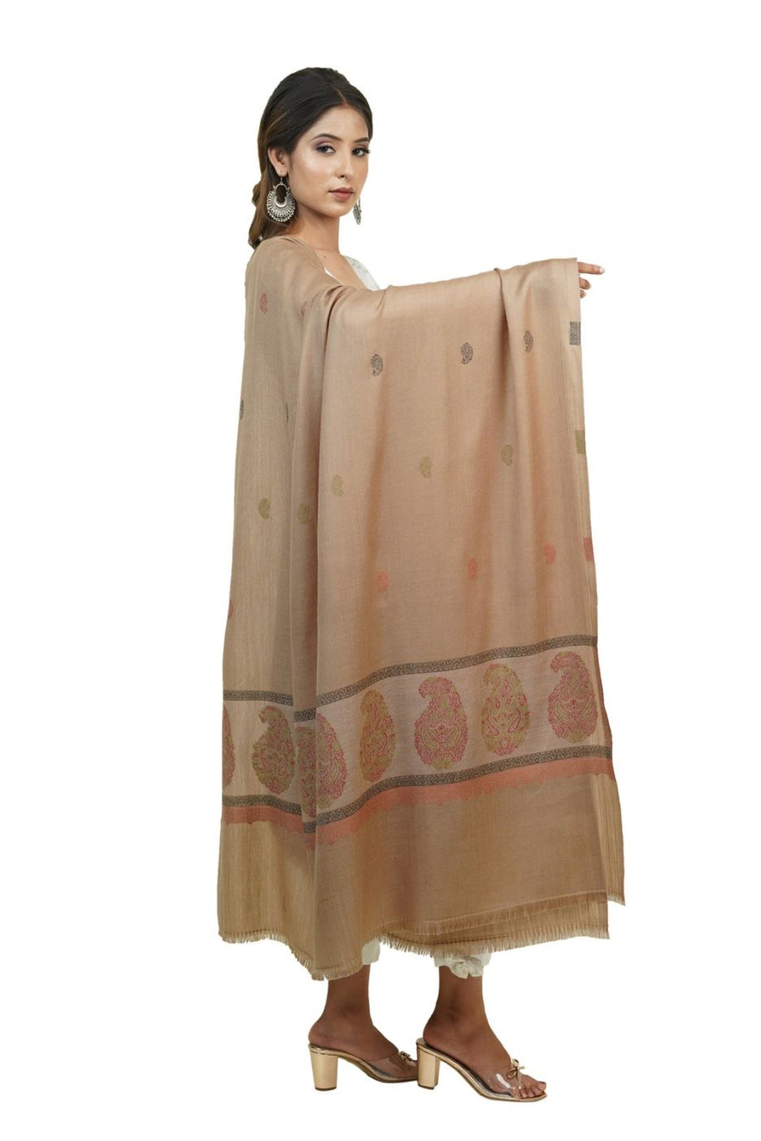 Jacquard Women's Shawl With Fusion Work