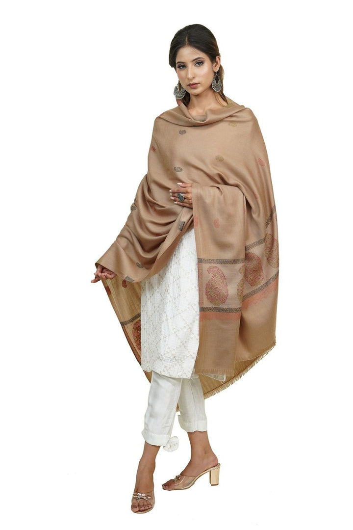 Jacquard Women's Shawl With Fusion Work