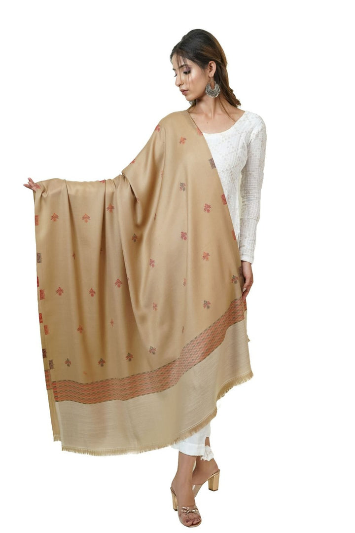 Jacquard Women's  Shawl With Fusion Work