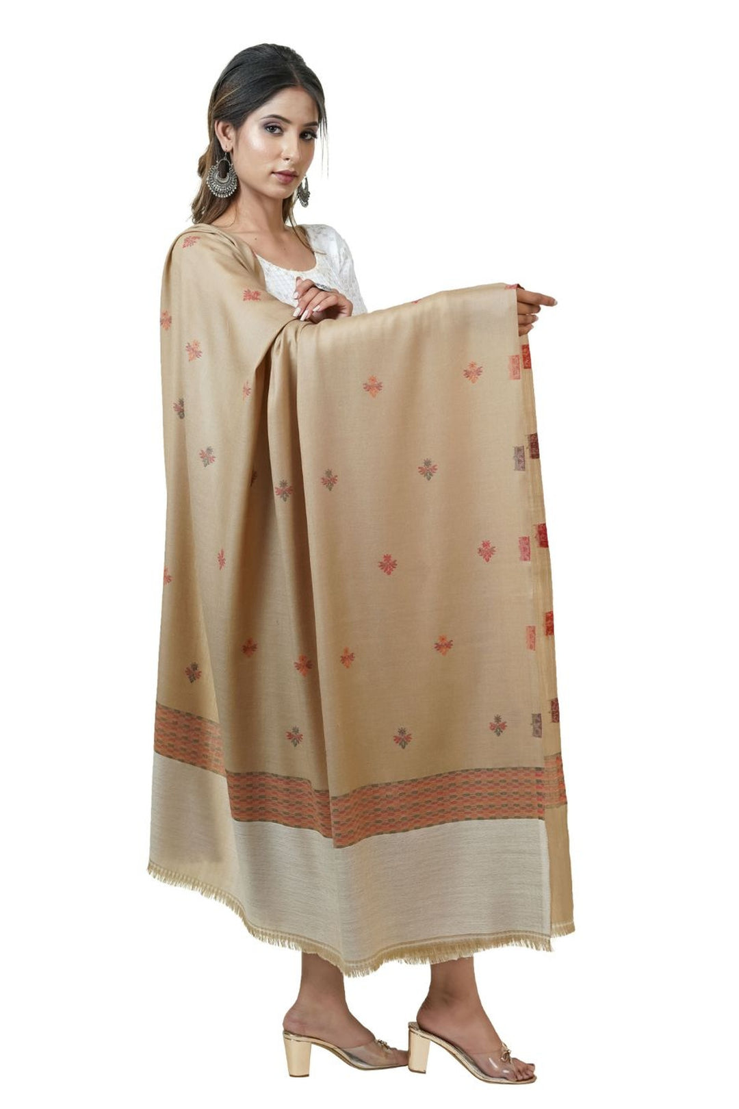 Jacquard Women's  Shawl With Fusion Work