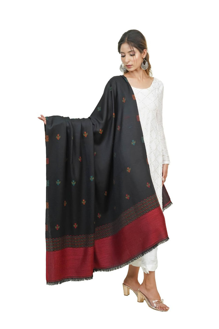 Jacquard Women's  Shawl With Fusion Work