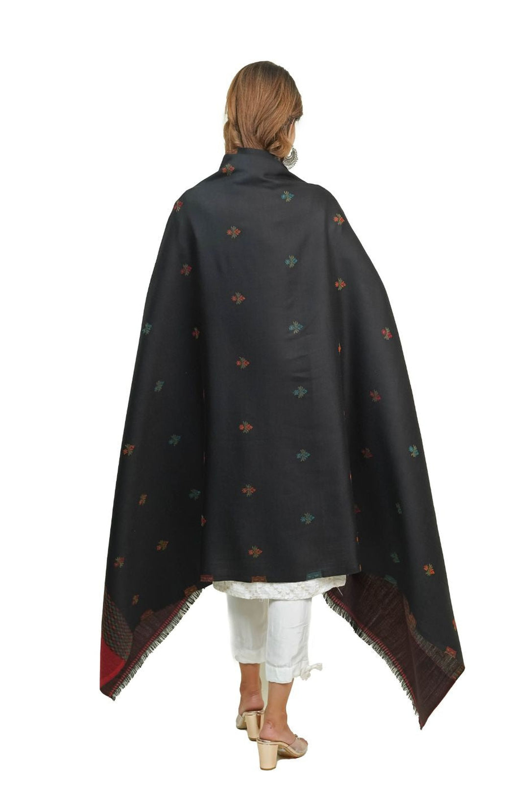 Jacquard Women's  Shawl With Fusion Work