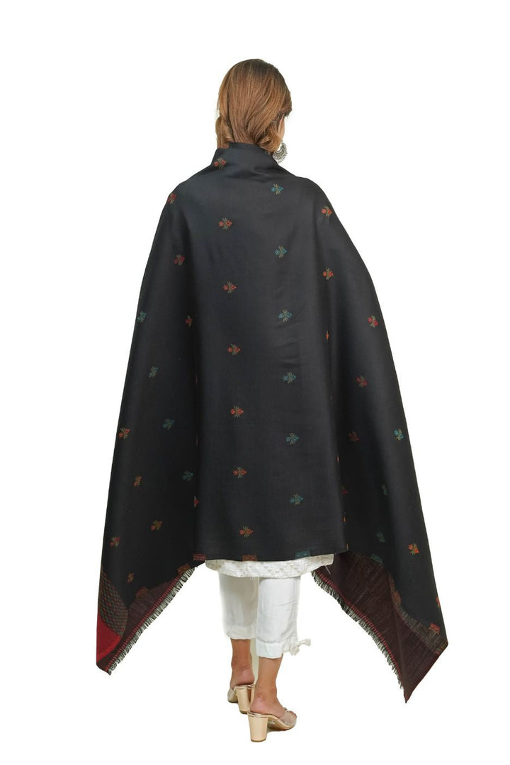 Jacquard Women's  Shawl With Fusion Work