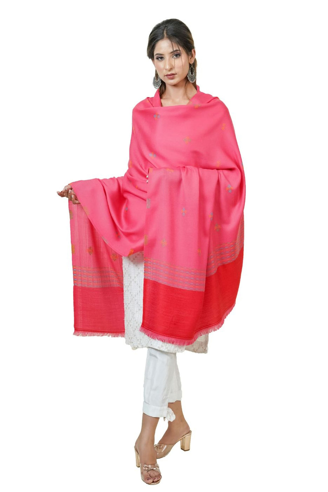 Jacquard Women's  Shawl With Fusion Work