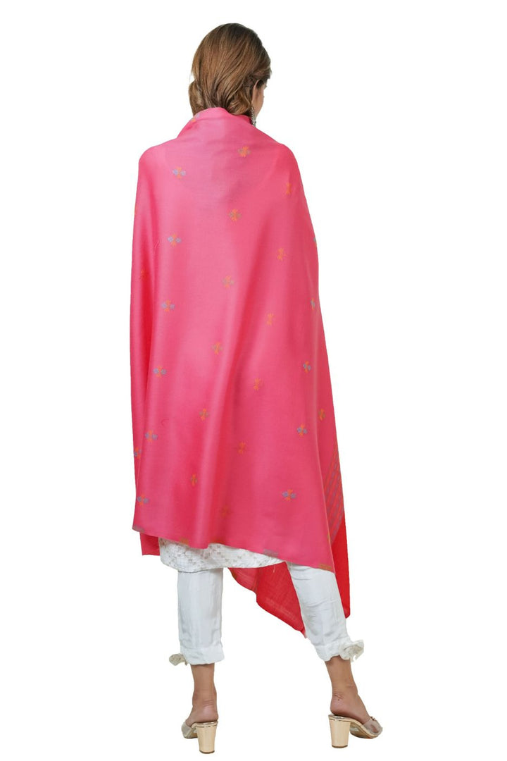 Jacquard Women's  Shawl With Fusion Work