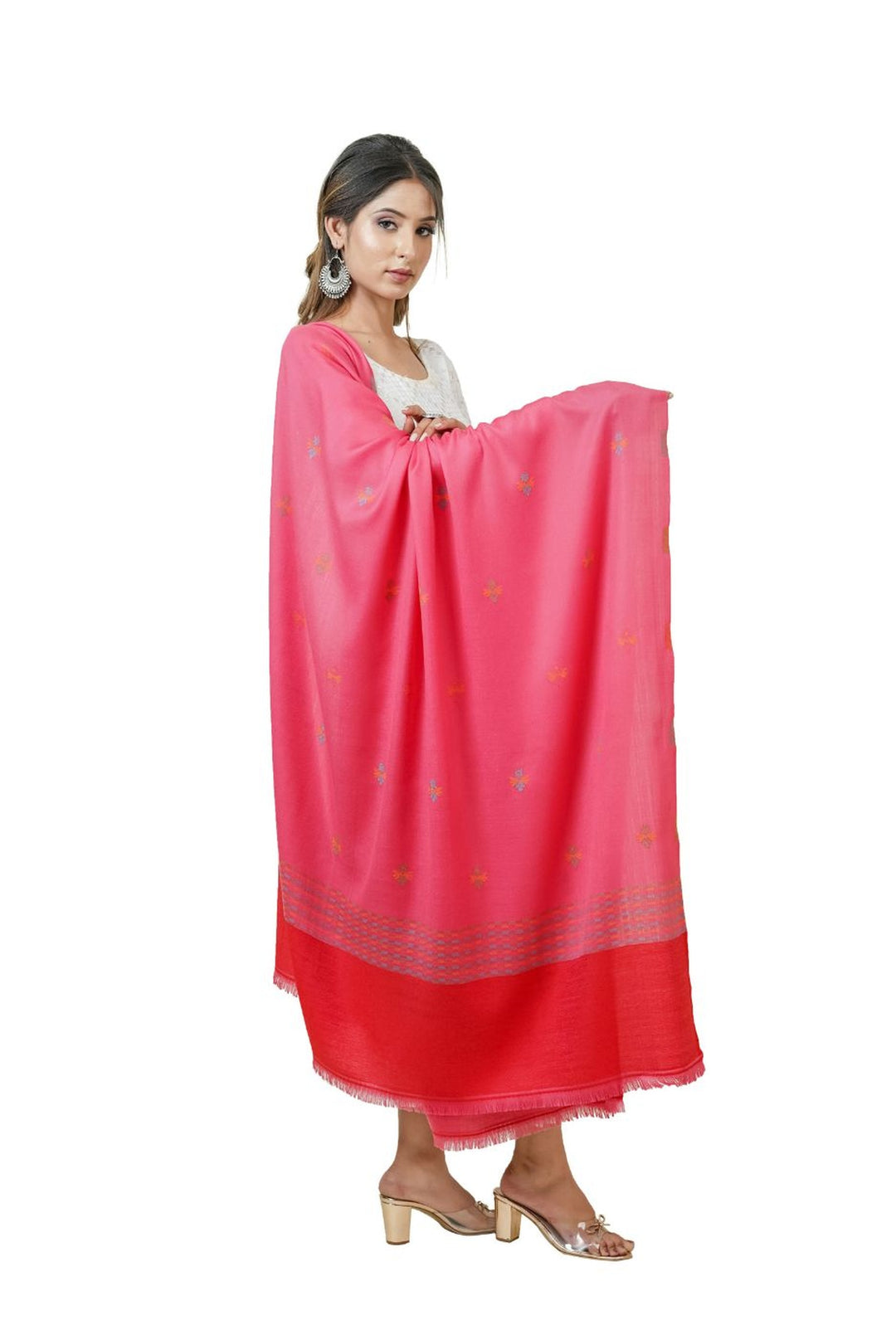 Jacquard Women's  Shawl With Fusion Work