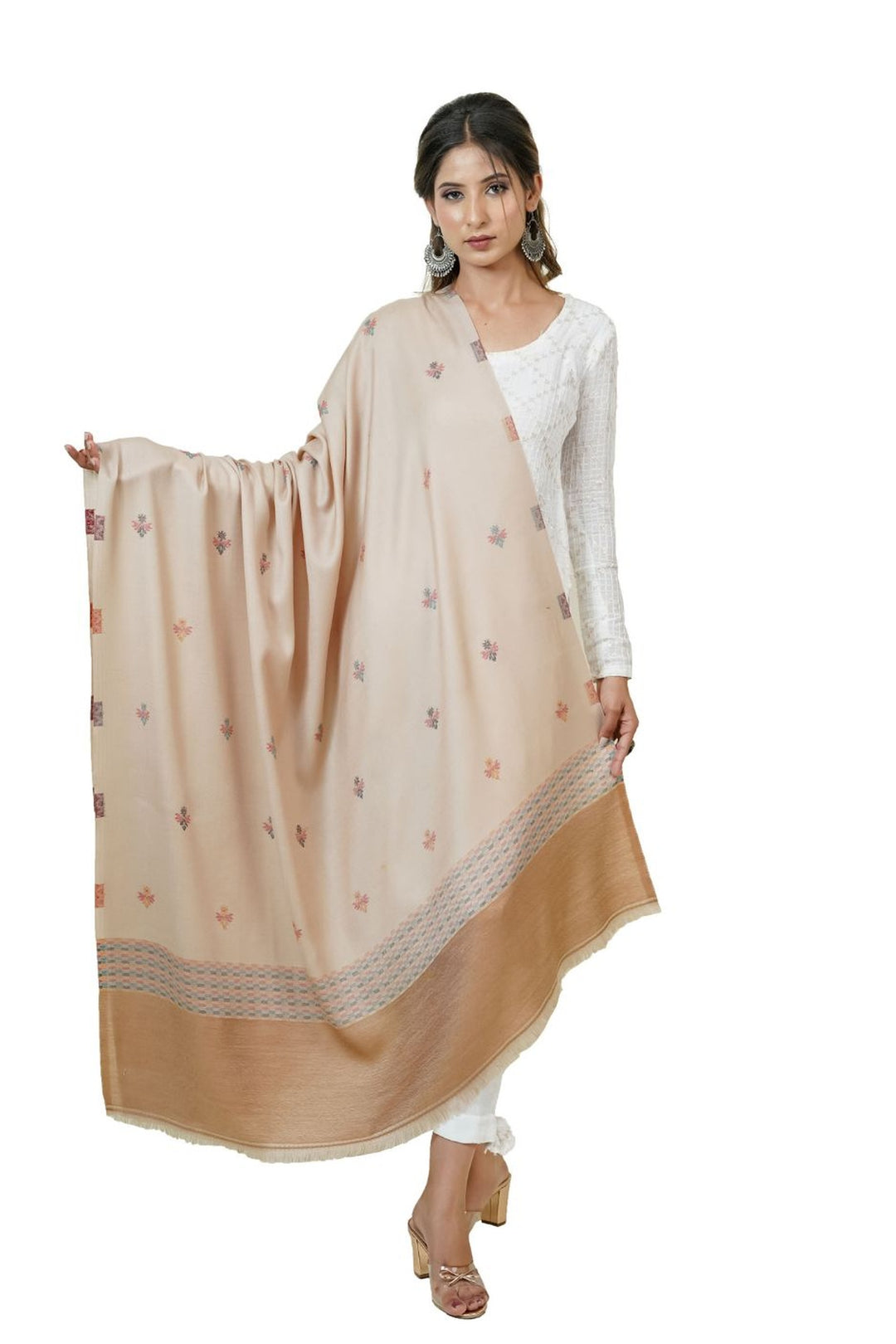 Jacquard Women's  Shawl With Fusion Work