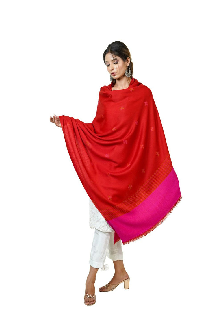 Jacquard Women's  Shawl With Fusion Work