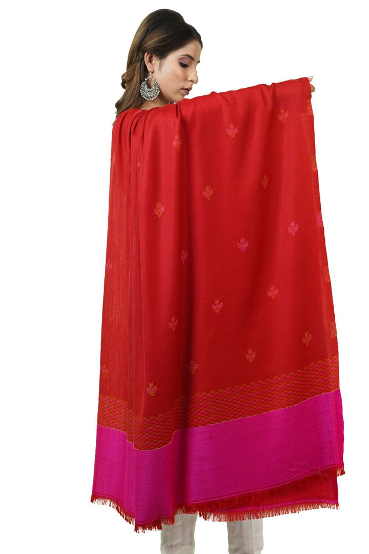 Jacquard Women's  Shawl With Fusion Work