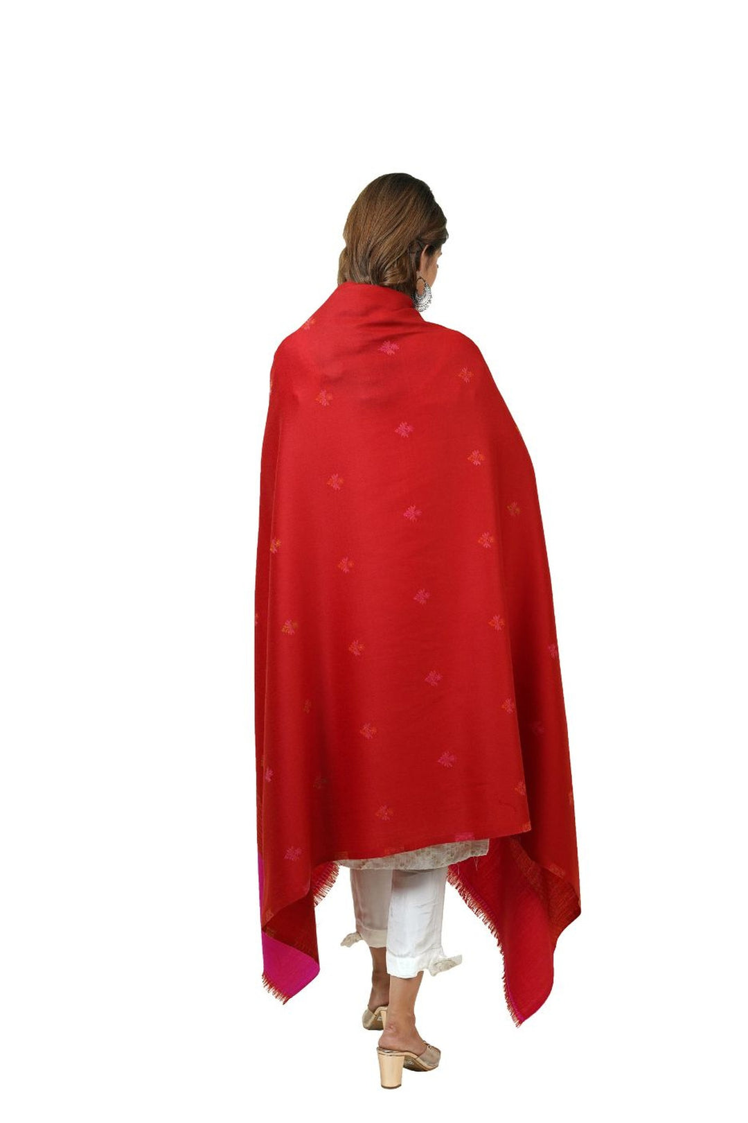 Jacquard Women's  Shawl With Fusion Work