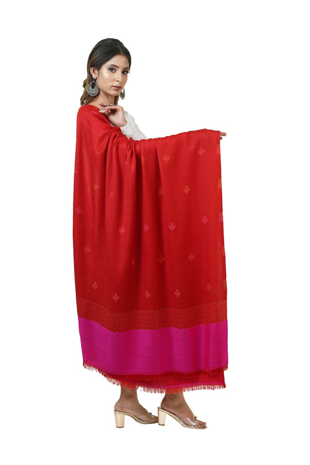 Jacquard Women's  Shawl With Fusion Work