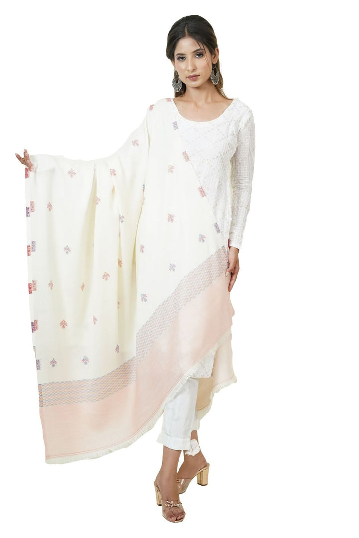 Jacquard Women's  Shawl With Fusion Work