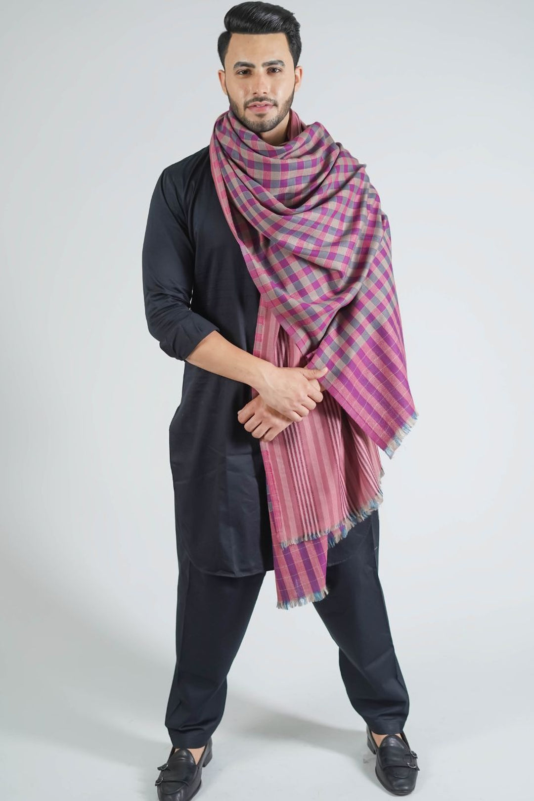 Reversible Gents Shawl In Fine Merino Wool