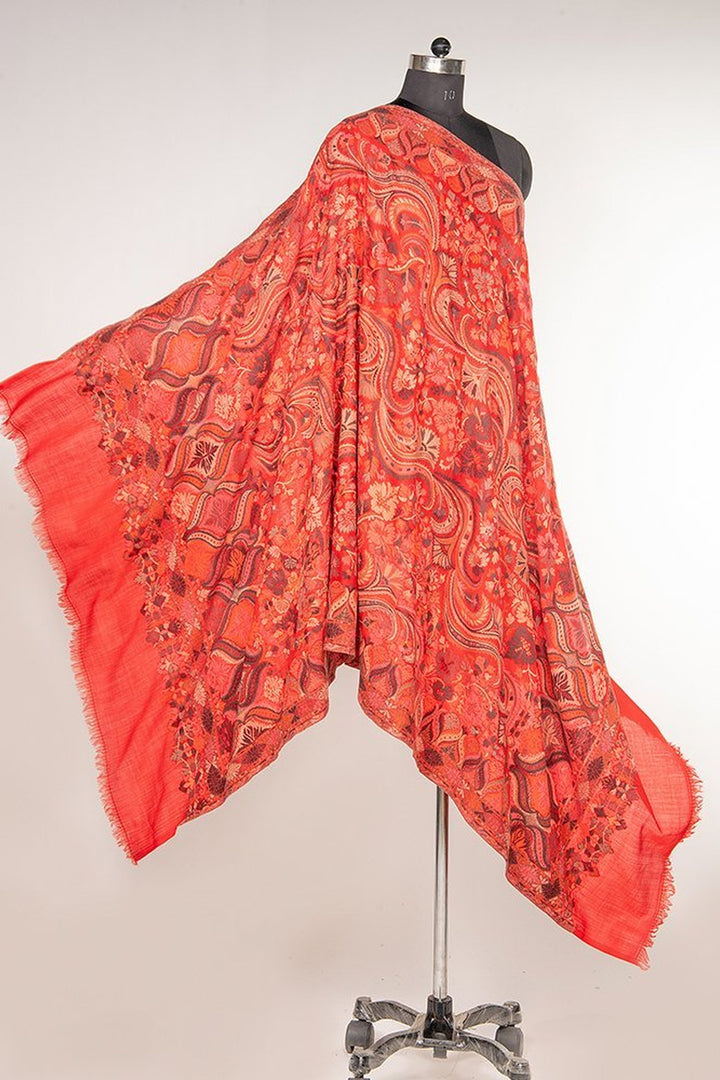 Red Merino Wool Women's Kani Shawl