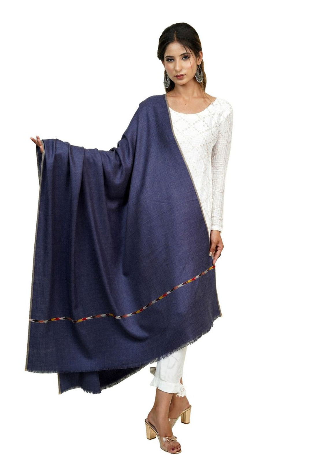 Women's Shawl Woven On Handloom With Intricate Kullu Border