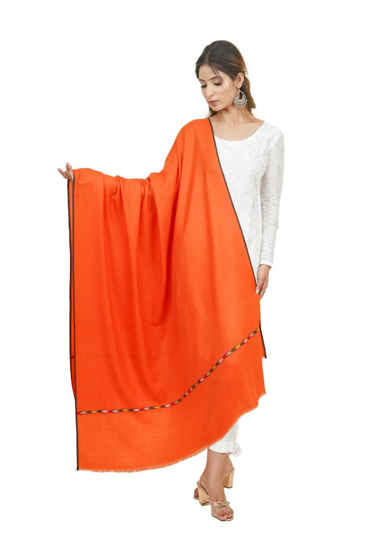 Women's Shawl Woven On Handloom With Intricate Kullu Border