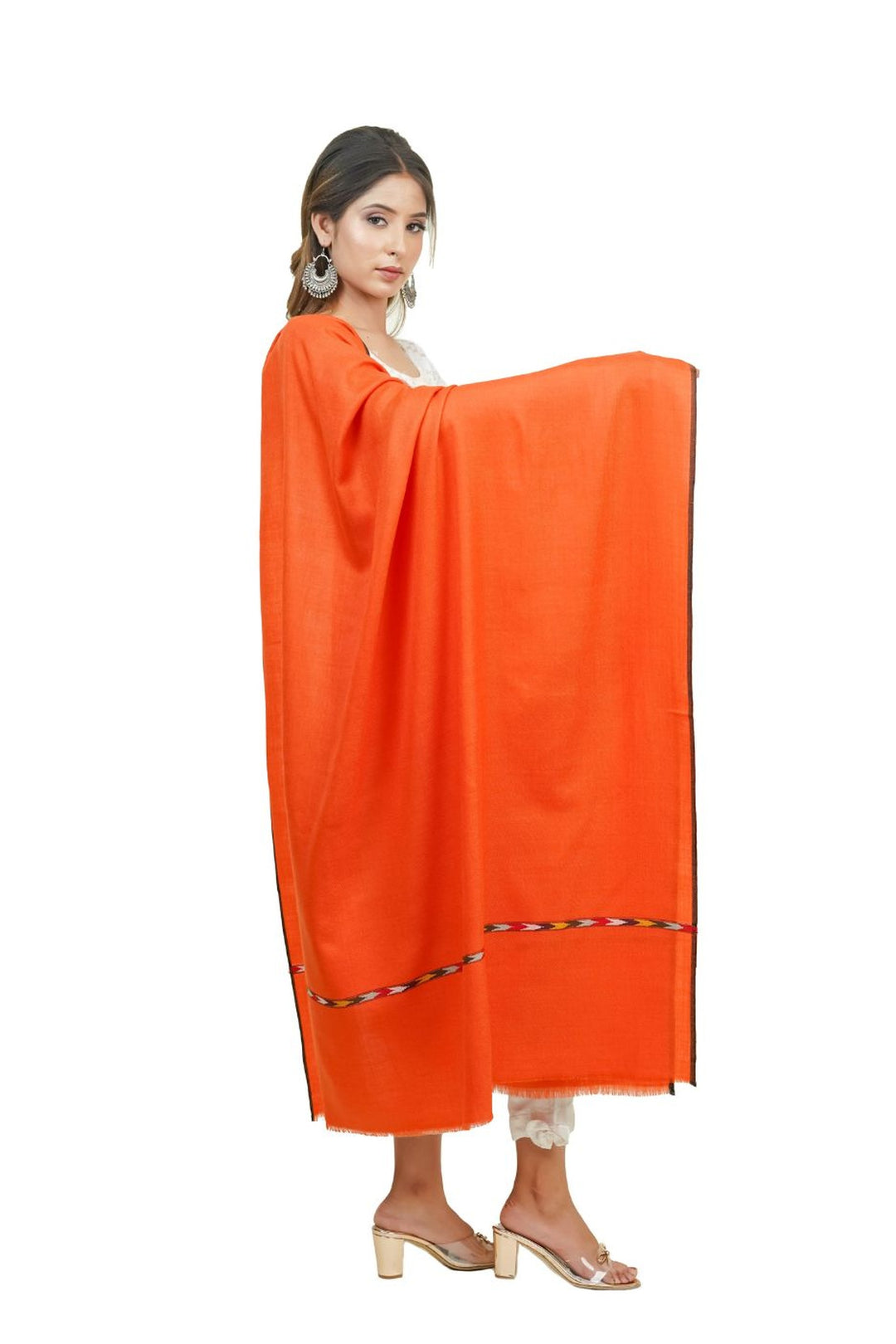 Women's Shawl Woven On Handloom With Intricate Kullu Border