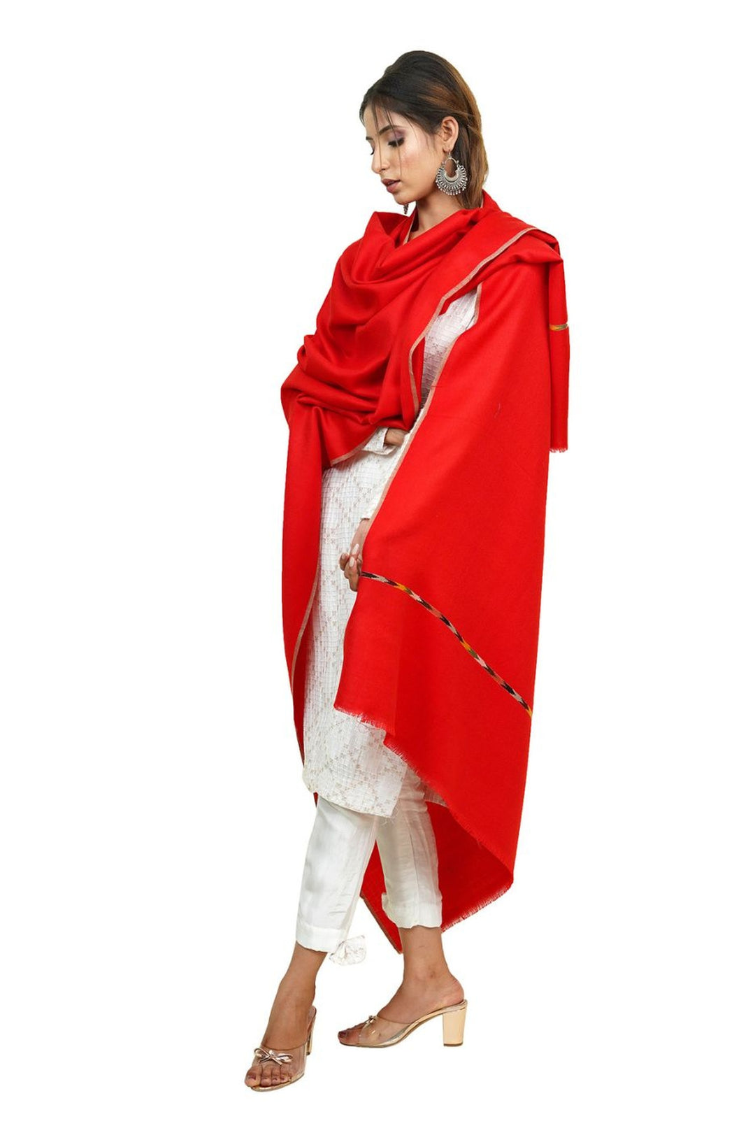 Women's Shawl Woven On Handloom With Intricate Kullu Border