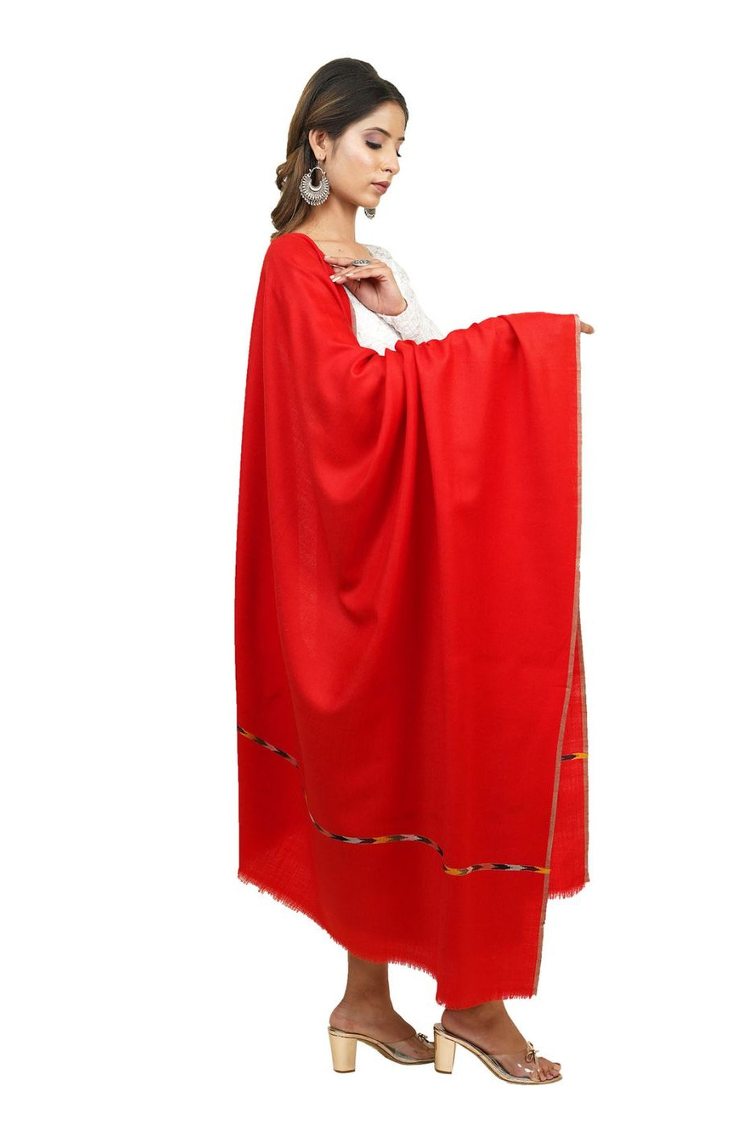 Women's Shawl Woven On Handloom With Intricate Kullu Border