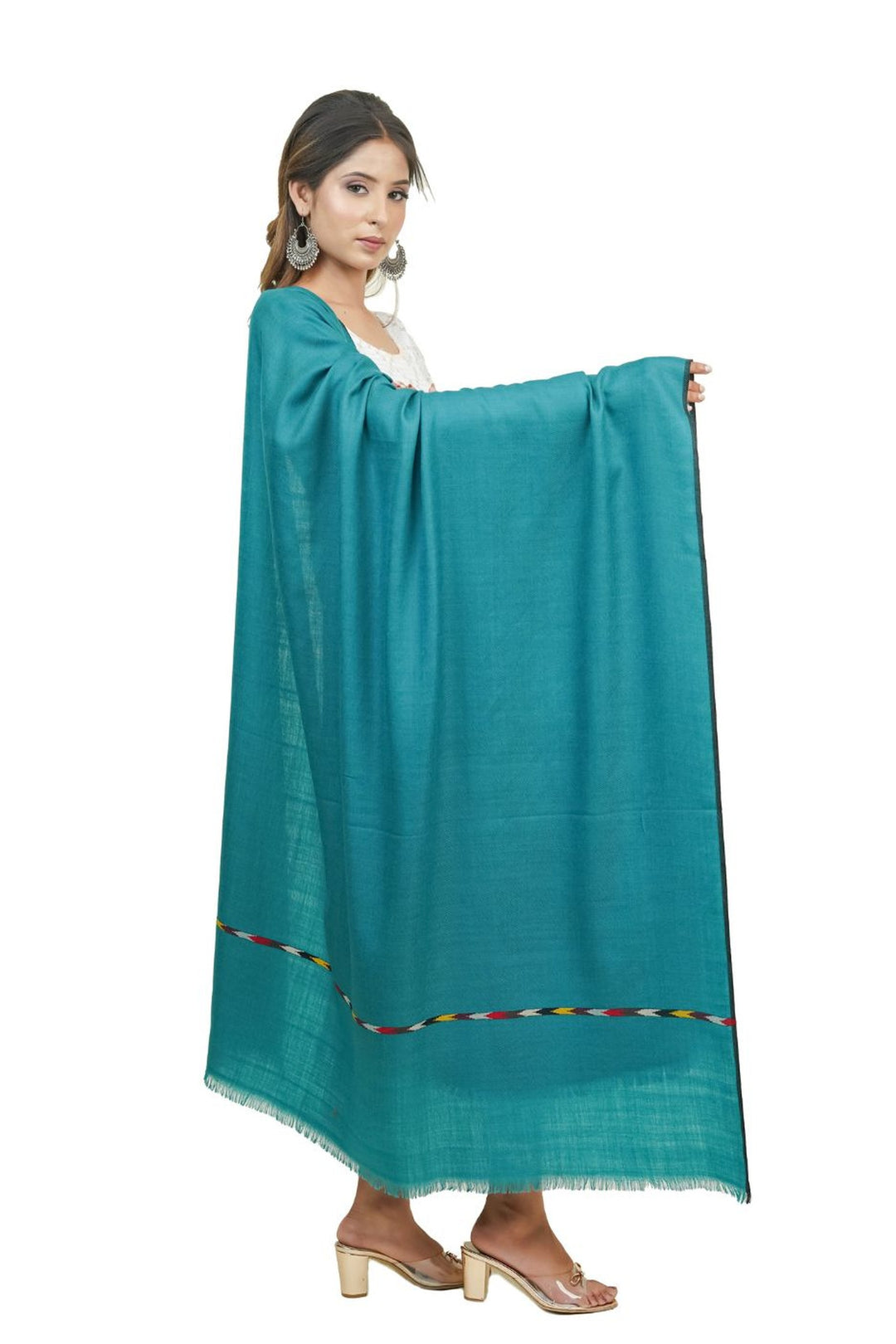 Women's Shawl Woven On Handloom With Intricate Kullu Border