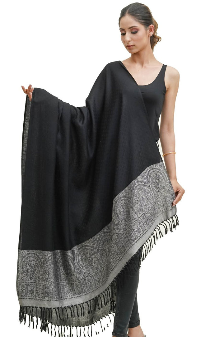 Silk Wool Jacquard Shawl With Elegant Palla