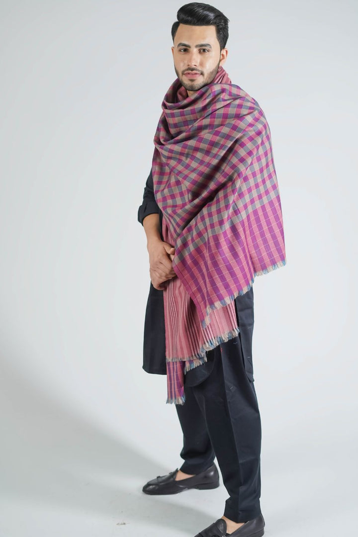 Reversible Gents Shawl In Fine Merino Wool
