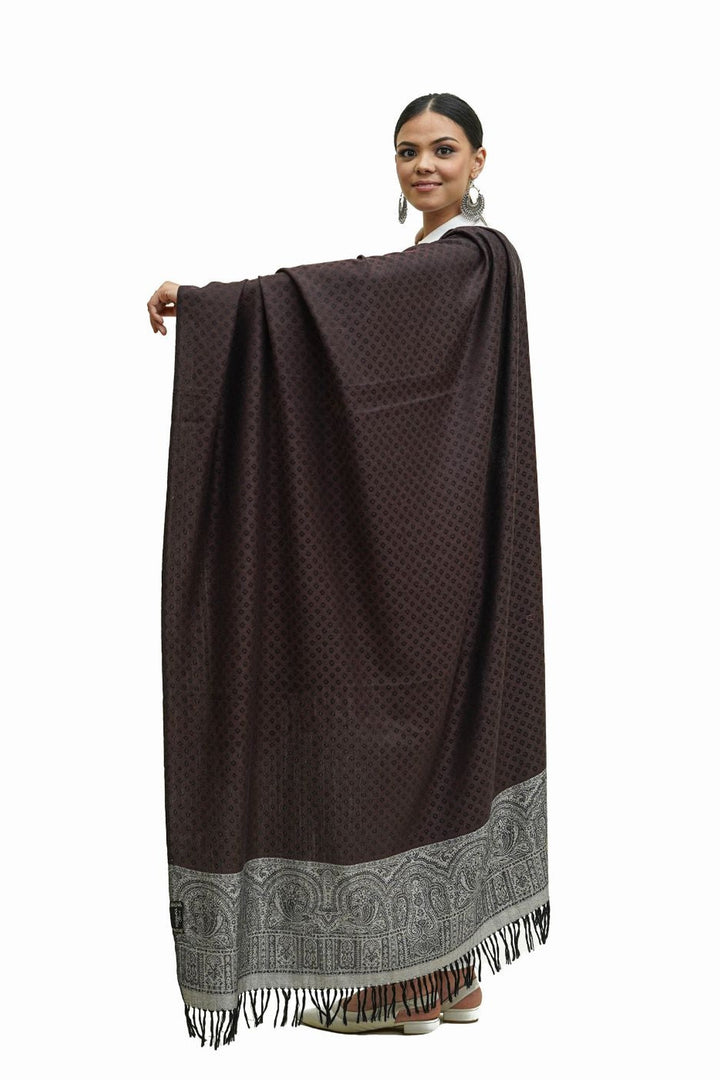 Silk Wool Jacquard Shawl With Elegant Palla