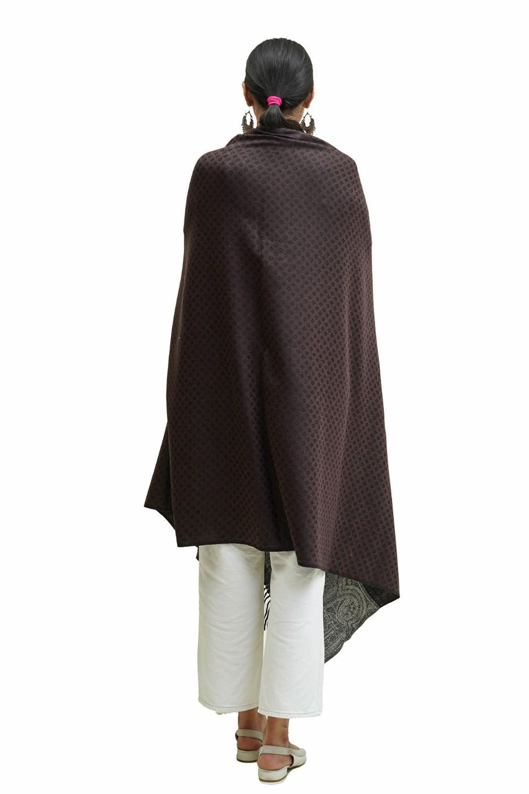 Silk Wool Jacquard Shawl With Elegant Palla