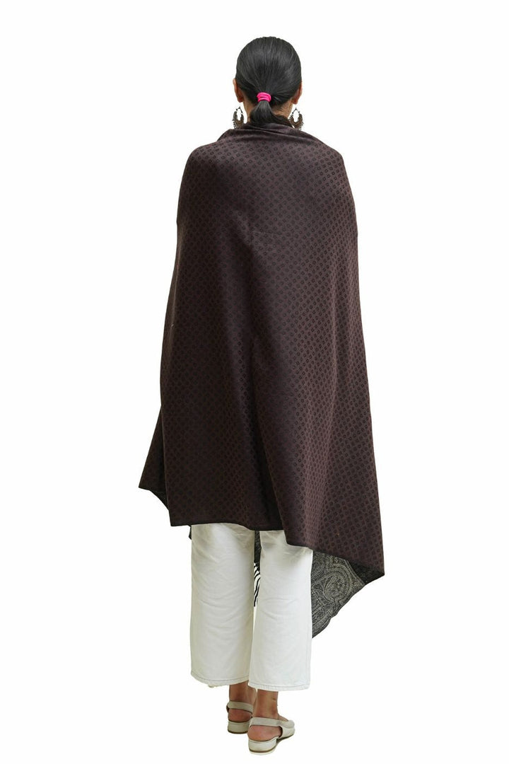 Silk Wool Jacquard Shawl With Elegant Palla