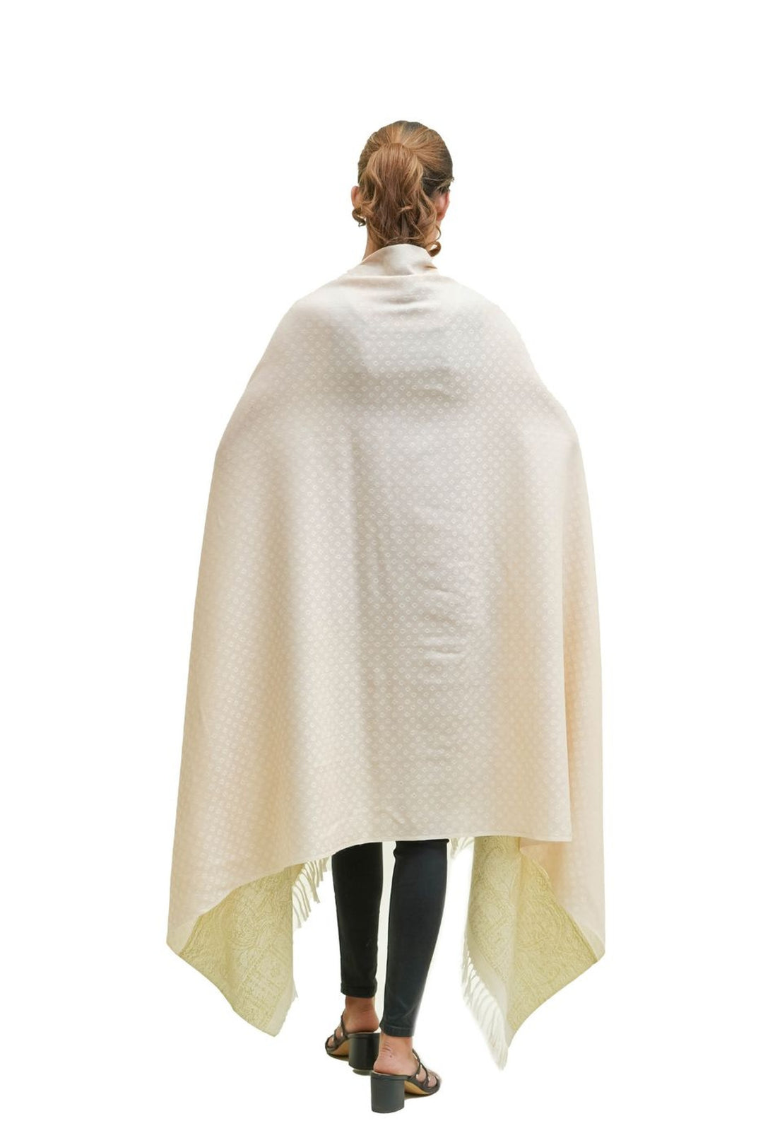 Silk Wool Jacquard Shawl With Elegant Palla