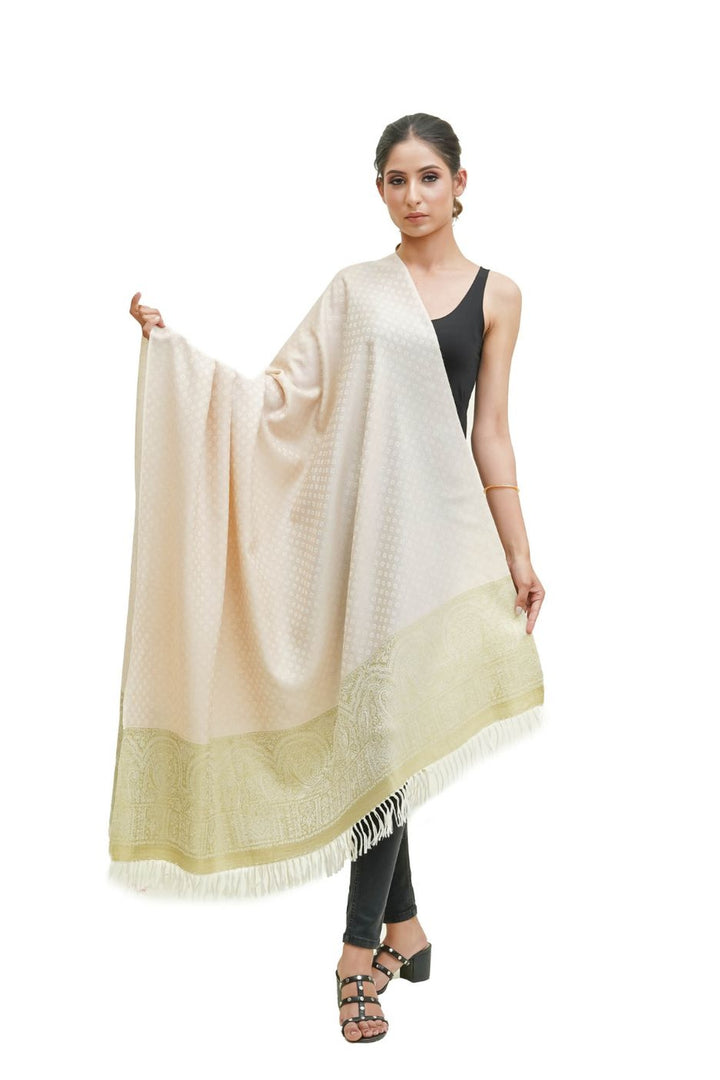 Silk Wool Jacquard Shawl With Elegant Palla