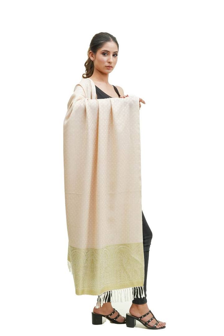 Silk Wool Jacquard Shawl With Elegant Palla