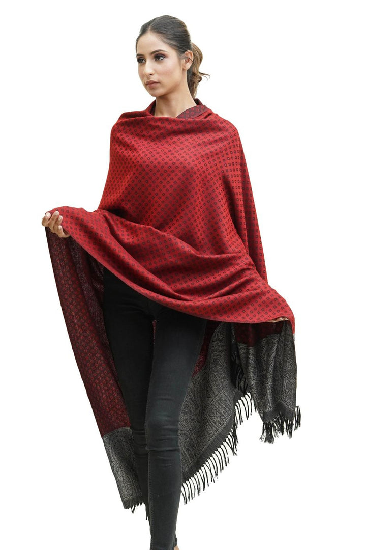 Silk Wool Jacquard Shawl With Elegant Palla