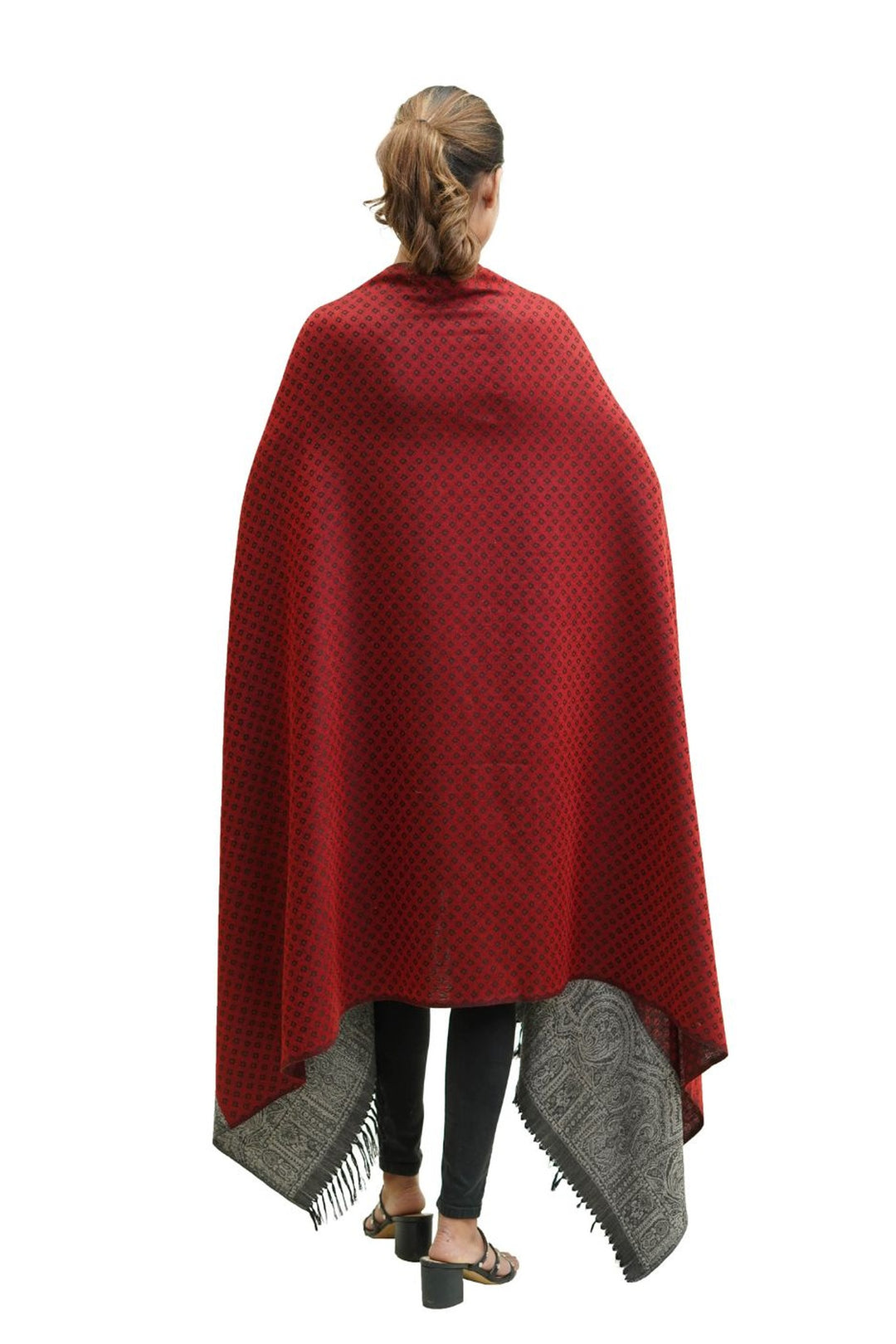 Silk Wool Jacquard Shawl With Elegant Palla