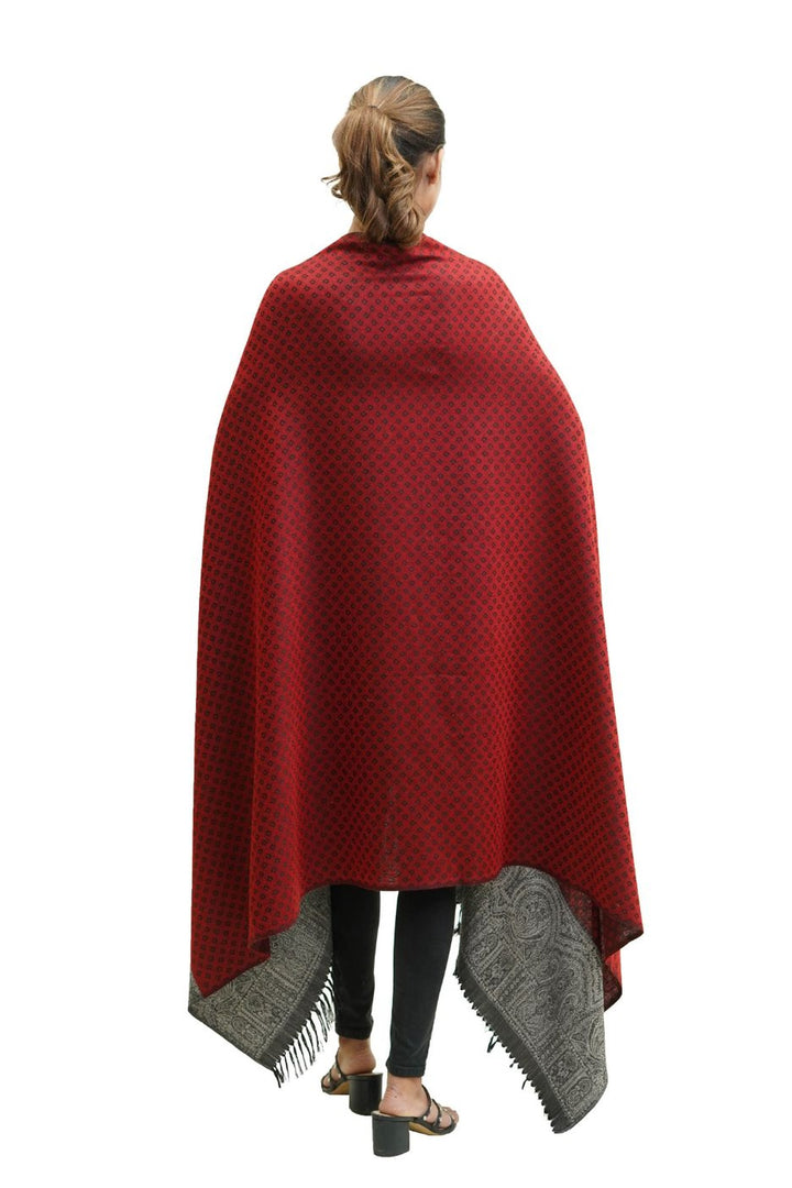 Silk Wool Jacquard Shawl With Elegant Palla