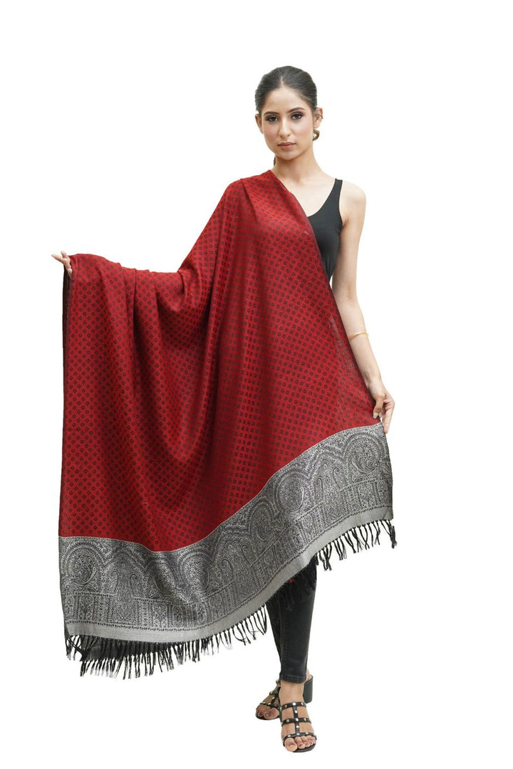 Silk Wool Jacquard Shawl With Elegant Palla