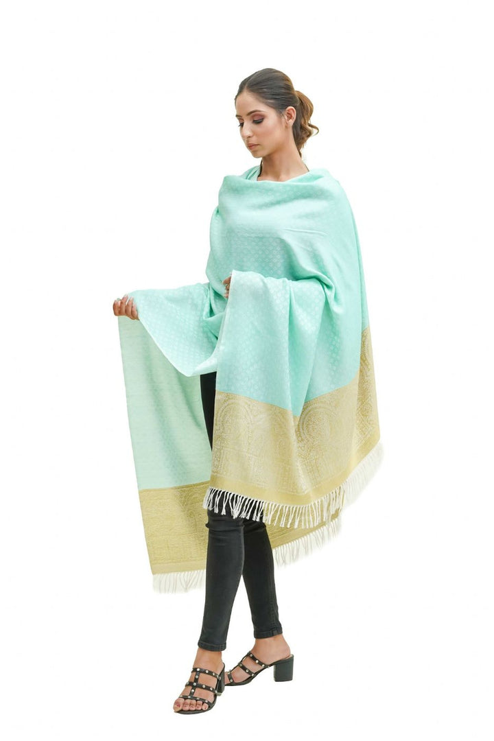 Silk Wool Jacquard Shawl With Elegant Palla